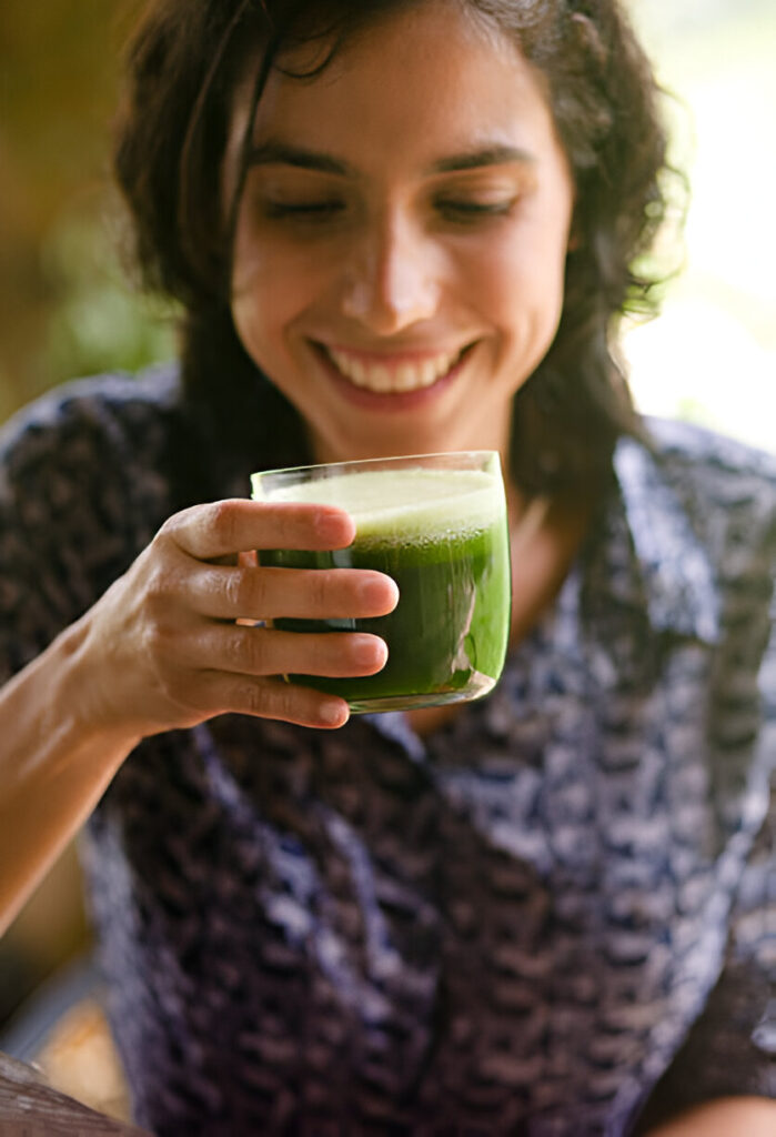 woman drinking curd water